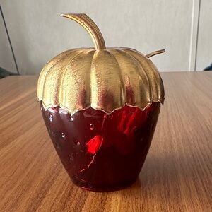 EUC Vintage Avon Ruby Red and Gold Strawberry Accent w/ Spoon 1970s